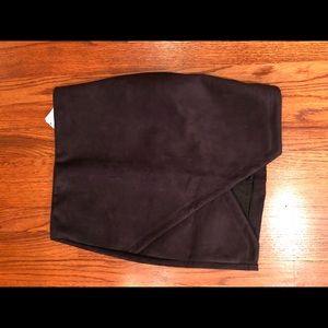 NWT Black Assymetrical faux suede skirt